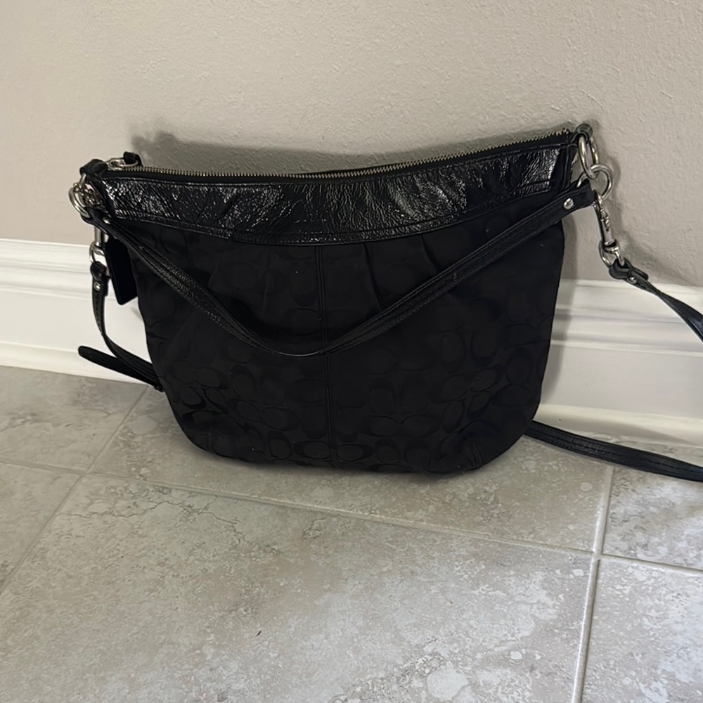 Coach Black Crossbody Bag with Silver Accents